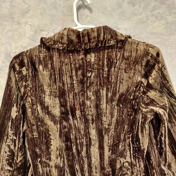Victor Costa Occasion Velvet Jacket Womens M Brown Snaps Ruffle formal party - Picture 4 of 15